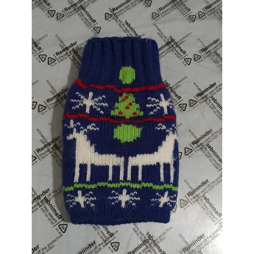Uncle Beer Ugly Sweater Bottle Coozie Koozie Blue Reindeer Snowflake-Very Good!